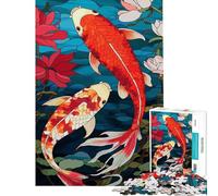 Puzzle 1000 pièces Poissons Koi Traditionnels du Japon Activités Amusantes à la Maison Défi Difficile Jeu Impossible pour Les 14 Ans et Plus (38x52cm)