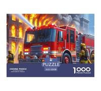 Puzzle 1000 Pièces Pompiers Combattant l’Incendie, Décoration Murale & Cadeau, Camion de Pompiers, Jeu Familial Difficile - 52x38 cm