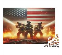 Puzzle 1000 pièces Pompiers Sauvent des Vies Équipe, Carton Premium, Fans de Puzzles Temps Parent-Enfant 70x50cm