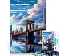 Puzzle 1000 pièces Pont de Brooklyn Vintage Jeu d'assemblage Parfait Activité cérébrale Jeu Amusant et Relaxant Décoration de Noël Amusante (38x52cm)