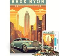 Puzzle 1000 pièces Pont de Brooklyn Vintage Jointure Lisse Jeu de réflexion Amusant Jeu Occasionnel Décoration Artistique de Noël (38x26cm)