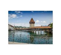 Puzzle 1000 Pièces，Pont de la Chapelle et Tour de l'eau à Lucerne，Cadeau d'anniversaire Unique pour Les Adolescents Et Les Adultes（50x70cm）-AH55