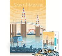 Puzzle 1000 pièces Pont de Saint-Nazaire Art Art de l'articulation Fine Jeu de résolution de problèmes Amusant Jeu Calme Décoration de Noël Cadeau (38x52cm)