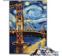 Puzzle 1000 pièces Pont de San Francisco la Nuit en Bois, activité Amusante à Faire à la Maison, Taille 50x75cm, Jeu de réflexion pour Adolescents, Cadeau de Vacances idéal