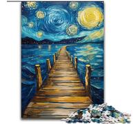 Puzzle 1000 pièces Pont sous Le Ciel Nocturne pour Adultes, Cadeaux, Jouets, Jeux éducatifs, Anti-Stress, liste de souhaits avec Le Père Noël (26x38cm)