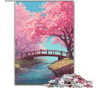 Puzzle 1000 pièces Pont sous Les cerisiers en Fleurs pour Adultes, Jeux éducatifs, décoration d'intérieur, Cadeau d'anniversaire, décoration Murale (50x75cm)