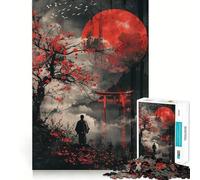 Puzzle 1000 pièces Porte Torii de la Lune Rouge et Fuji pour Adolescents Jeu de logique Pure, Relaxant et Facile à découper Pièce d'art raffinée (38x52cm)