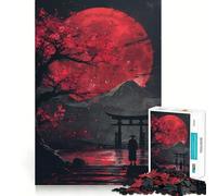 Puzzle 1000 pièces Porte Torii de la Lune Rouge et Fuji pour Adultes, idéal pour développer la mémoire, Jouer en Groupe, Bords Nets et élégant (50x75cm)