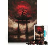 Puzzle 1000 pièces Porte Torii Lune Rouge, Jouet de logique Fine pour Adolescents, Loisirs faciles, Bords Nets, Cadeau de Festival (50x75cm)
