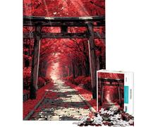 Puzzle 1000 pièces Porte Torii Rouge dans Une forêt d'automne Puzzle pour Adultes Défi de Vitesse et de difficulté Idéal comme Cadeau (Dimensions 38x52cm)