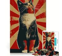 Puzzle 1000 pièces Portrait de Chat Street Art Art de l'articulation Fine Jeu de résolution de problèmes Calme Décoration de Noël Cadeau (38x26cm)