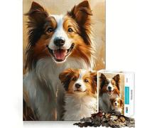 Puzzle 1000 pièces Portrait de Chiot Border Collie,découpe précise,activité ludique et Intelligente,Moment de détente,Cadeau de décoration d'anniversaire (38x26cm)