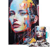 Puzzle 1000 pièces Portrait de Cyborg avec éléments Abstraits colorés Jeu de détente pour Adultes Analyse et logique Idéal comme Cadeau pour Toute la Famille (Dimensions 38x26cm)