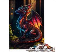 Puzzle 1000 pièces Portrait de Dragon Mignon Puzzle en Bois pour Adultes 1000 pièces Jeux de Couple Cadeaux d'anniversaire et de Noël 1000 pièces (75 x 50 cm)