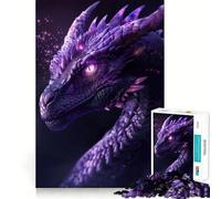Puzzle 1000 pièces Portrait de Dragon Violet Cadeau pour Adultes Jeu de réflexion et de Loisirs Qualité supérieure Joli présent (50x75cm)