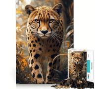 Puzzle 1000 pièces Portrait de guépard dans Son Habitat Naturel Jeu de réflexion Amusant et Fluide,idéal pour Un Moment de détente ou Une décoration de Noël (38x52cm)