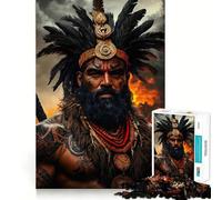Puzzle 1000 pièces Portrait de Guerrier Tribal Bordure Parfaite Jeu cognitif Jeu de Relaxation Décoration Artistique de Noël (38x26cm)