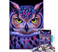 Puzzle 1000 pièces Portrait de Hibou coloré Stimule Le Cerveau Activité familiale Jeu Pratique pour Les 14 Ans et Plus Format 38x26cm