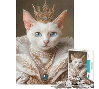 Puzzle 1000 pièces Portrait de la Reine Chat Défi éducatif Jeu Familial Stimulant Convient aux Personnes de 14 Ans et Plus (38x26cm)