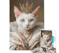 Puzzle 1000 pièces Portrait de la Reine Chat pour Un Anniversaire Noël ou Tout Simplement Un Jeu Familial Amusant et Humoristique pour Les 14 Ans et Plus (50x75cm)