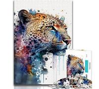 Puzzle 1000 pièces Portrait de léopard pour Adultes Jouets éducatifs Jeux Anti-Stress décoration d'intérieur Unique et Cadeaux (38x26cm)