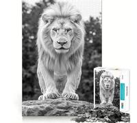Puzzle 1000 pièces Portrait de Lion Blanc Jeu Amusant et ludique grâce à sa Technologie de découpe Laser avancée Jouet d'intérieur divertissant pour Les fêtes (38x26cm)