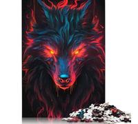 Puzzle 1000 pièces Portrait de Loup Ardent Puzzle Adultes Difficulté Puzzle Jeux relaxants Jouet Cadeau d'halloween 1000 pièces (38x26cm)