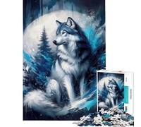 Puzzle 1000 pièces Portrait de Loup Bleu Activités Amusantes à la Maison Défi Difficile Jeu Impossible pour Les 14 Ans et Plus (38x26cm)