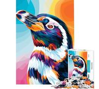 Puzzle 1000 pièces Portrait de Pingouin coloré Défi intellectuel Jeu addictif et Manuel Cadeau d'anniversaire Cadeau de Père Noël Secret (Dimensions 38x52cm)