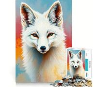 Puzzle 1000 pièces Portrait de Renard Blanc Jeu Amusant et ludique grâce à sa Technologie de découpe Laser avancée (38x26cm) Jouet d'intérieur idéal pour Les fêtes