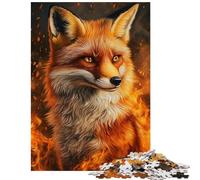 Puzzle 1000 pièces Portrait de Renard Flamboyant Puzzle pour Adultes Défi Difficile Stimule Le Cerveau Cadeau de Noël ou d'anniversaire (38x52cm)