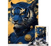 Puzzle 1000 pièces Portrait de Tigre Bleu Impossible Jeu Familial Jouet éducatif Cadeau Unique pour Un Anniversaire ou Noël (38x26cm)