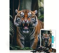 Puzzle 1000 pièces Portrait de Tigre en colère Jeu de développement cognitif Surface Lisse sans bavures Activité relaxante en Groupe à l'intérieur (38x26cm)
