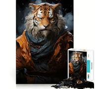 Puzzle 1000 pièces Portrait de Tigre Guerrier Jeu de Réflexion Stimulant Fixation Solide Aucun Détachement Défi Cérébral Interactif pour la Maison (38x26cm)