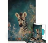 Puzzle 1000 pièces Portrait de zèbre en Fleurs Jeu cognitif Amusant,pièces Robustes et aux découpes nettes,idéal pour Un Moment de Calme et Un Exercice Mental à la Maison (38x26cm)