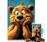 Puzzle 1000 pièces Portrait d'ours de Dessin animé à l'expression rigolote Découpe Impeccable Jeu de logique Amusant Jeu Gratuit Activité d'anniversaire (38x52cm)