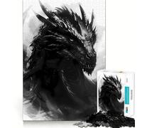 Puzzle 1000 pièces Portrait du Dragon Noir de Tairn Jeu de précision,de logique et d'adresse,idéal pour se détendre ou comme Cadeau d'anniversaire (38x52cm)