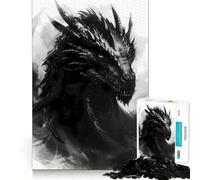 Puzzle 1000 pièces Portrait du Dragon Noir de Tairn Jeu de précision,de logique et d'adresse,idéal pour se détendre ou comme Cadeau d'anniversaire (50x75cm)