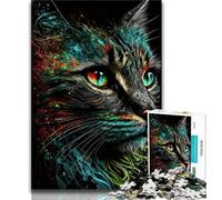 Puzzle 1000 pièces Portrait d'un Beau Chat Puzzle 1000 pièces pour Adultes et Adolescents Jouets de Divertissement Familial idéal comme Cadeau pour Toute la Famille (26x38cm)