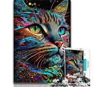 Puzzle 1000 pièces Portrait d'un Beau Chat Puzzles 1000 pièces, Difficiles avec des pièces entièrement emboîtables de Formes aléatoires 50x75cm