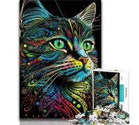Puzzle 1000 pièces Portrait d'un Beau Chat Puzzles 1000 pièces pour Adultes Cadeaux Jouet éducatif d'apprentissage Idéal comme Cadeau pour Toute la Famille (50x75cm)