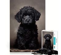 Puzzle 1000 pièces Portrait d'un Chiot Caniche Noir Assemblage Parfait Art,Jeu Intelligent,Activité ludique pour se détendre,Cadeau d'anniversaire (38x52cm)