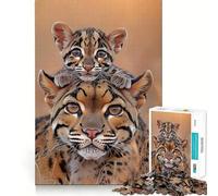 Puzzle 1000 pièces Portrait d'une mère Ocelot et de Son Petit pour Adolescents, idéal pour renforcer Les Souvenirs, favoriser des Moments de Paix et de qualité (38x26cm) Cadeau Classique et raffiné