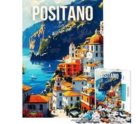 Puzzle 1000 pièces Positano Italie Paysage côtier Puzzle pour Adultes Course de Vitesse Manuelle Difficile et Stimulant Idéal comme Cadeau (Dimensions 38x26cm)