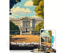 Puzzle 1000 pièces Poster du Palais de Buckingham,découpe Nette,décoration,Jeu de logique et de Calme,Cadeau de Noël (38x26cm)