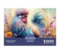 Puzzle 1000 pièces Poule et Fleurs - Poule Soie et Art Floral, Puzzle Très Difficile, Décoration Murale & Idée Cadeau 70x50cm