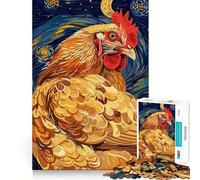Puzzle 1000 pièces Poulet dans Un décor de Nuit étoilée Découpe précise Jeu créatif et Artistique Temps de Jeu Calme Cadeau d'anniversaire idéal (38x26cm)