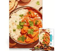 Puzzle 1000 pièces Poulet Tikka Masala avec Riz Découpe Lisse Jeu créatif Jouet Détendant Cadeau de Noël (38x52cm)