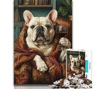 Puzzle 1000 pièces pour Adolescent, Bouledogue sur Le canapé, Jouet éducatif et décompressant, Cadeau d'anniversaire, 26x38cm