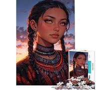 Puzzle 1000 pièces pour Adolescentes Femme avec Tresses et Bijoux Oracle du Crépuscule Cramoisi Jeu éducatif Apprentissage Jouet Artistique Cadeau Découpe de précision (Dimensions 38x26cm)